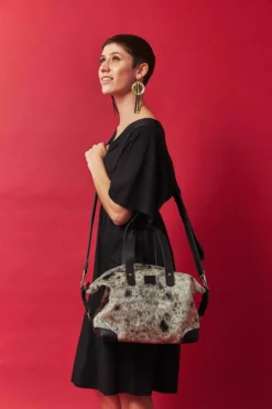 Abby Alley Ellen Handbag - Black Cow Hair Handcrafted