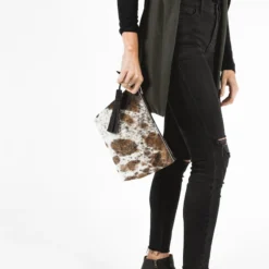 Abby Alley Handcrafted Keely Clutch - Black Cow Hair