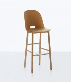 Emeco Alfi Recycled High Back Barstool - Ash
