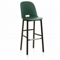 Emeco Furniture Alfi Recycled High Back Barstool - Dark Ash