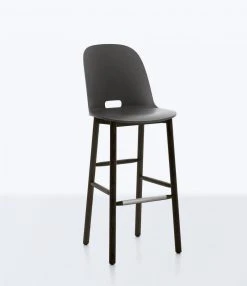 Emeco Furniture Alfi Recycled High Back Barstool - Dark Ash