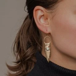 Iron Oxide Jewelry Brass Shield Earrings