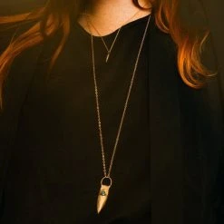 Iron Oxide Brass Shield Necklace Jewelry