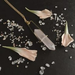 Iron Oxide Jewelry Crystal Spinner Necklace - Rose Quartz