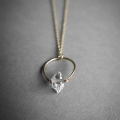 Iron Oxide Herkimer Horseshoe Necklace - Gold