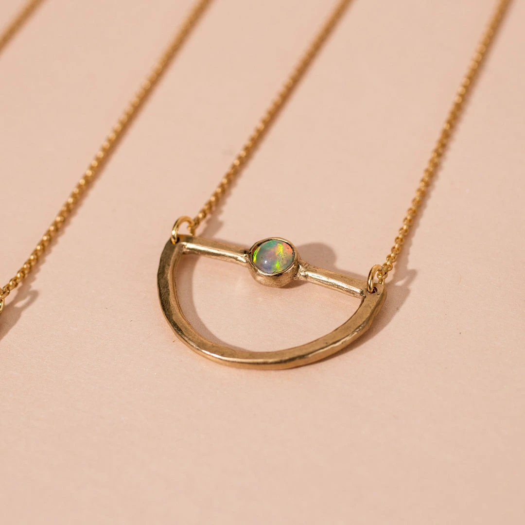 Iron Oxide Mini Waxing Moon Necklace 3 Iron Oxide Mini Waxing Moon Necklace