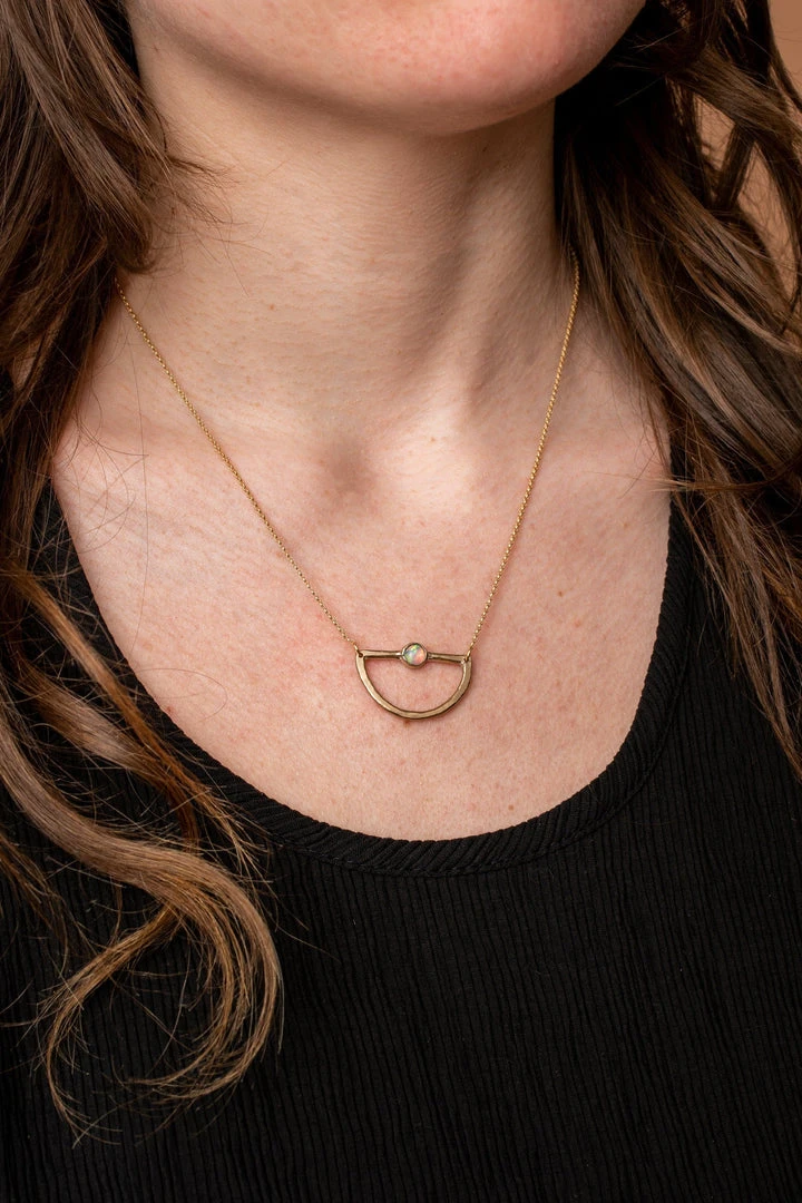 Iron Oxide Mini Waxing Moon Necklace 4 Iron Oxide Mini Waxing Moon Necklace