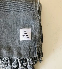 Amante Marketplace Arete Turkish Towel / Throw Blanket - Heather Gray