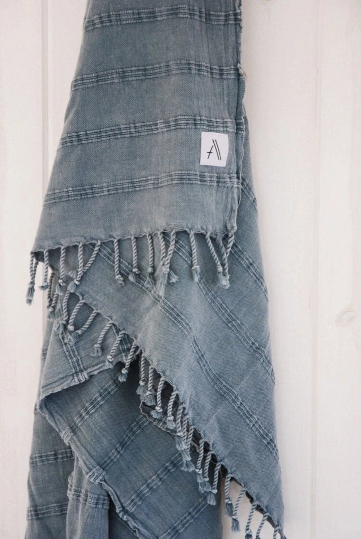 Amante Marketplace Kurios Turkish Towel / Blanket - Denim 4 Amante Marketplace Kurios Turkish Towel / Blanket - Denim