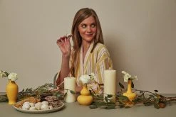 Anatolico Boho Mustard Short Turkish Robe