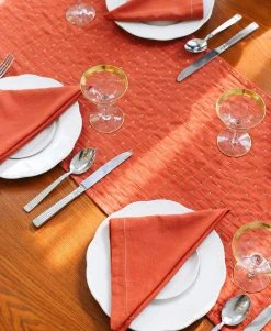 Anchal Pin Stitch Napkin Set - Rust Kitchen + Dining