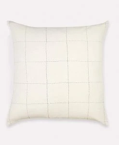 Anchal Grid Stitch Throw Pillow - Bone