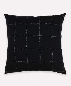Anchal Grid Stitch Throw Pillow - Charcoal Home Goods