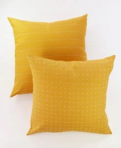 Anchal Cross Stitch Throw Pillow - Mustard Home Goods