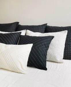 Anchal Home Goods Cross Stitch Euro Throw Pillow - Charcoal