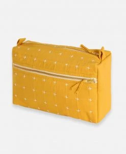 Anchal Cross Stitch Toiletry Bag - Mustard Accessories