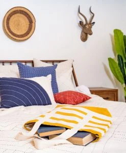 Anchal Stripe Canvas Tote Bag - Mustard Accessories