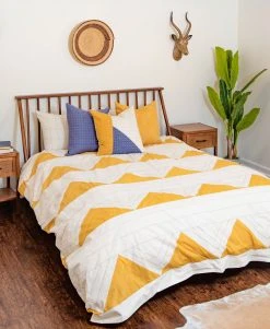 Anchal Home Goods Triangle Duvet Cover - Mustard