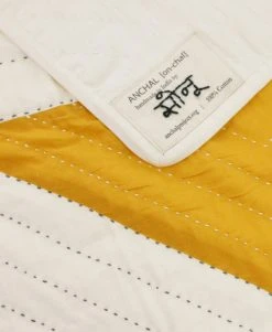 Anchal Triangle Throw Quilt - Mustard Home Goods