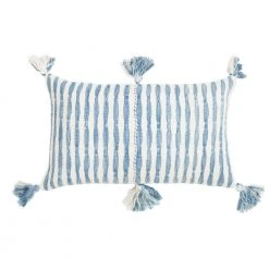 Archive New York Antigua Lumbar Pillow - Faded Indigo Striped
