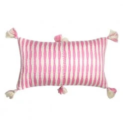 Archive New York Antigua Lumbar Pillow - Bubblegum Pink Striped Home Goods