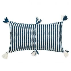 Archive New York Antigua Lumbar Pillow - Dark Teal Striped