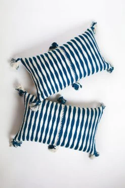 Archive New York Antigua Lumbar Pillow - Dark Teal Striped