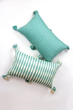 Archive New York Antigua Lumbar Pillow - Faded Aqua Striped