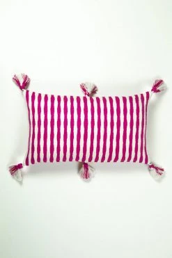 Archive New York Home Goods Antigua Lumbar Pillow - Fuchsia Pink Stripe