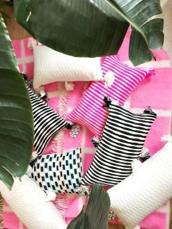 Archive New York Antigua Lumbar Pillow - Neon Pink Striped