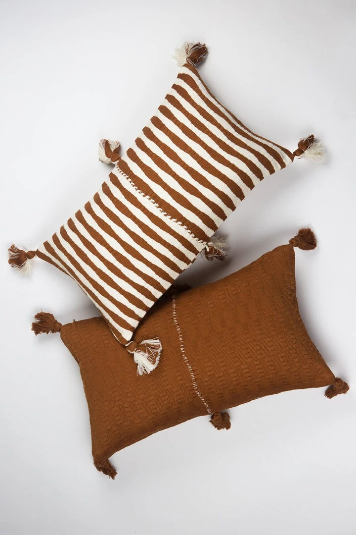 Archive New York Antigua Lumbar Pillow - Umber Striped 4 Archive New York Antigua Lumbar Pillow - Umber Striped
