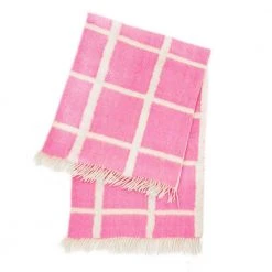 Archive New York Momos Grid Blanket / Rug - Natural White + Neon Pink