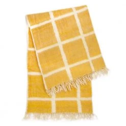 Archive New York Home Goods Momos Grid Blanket / Rug - Natural White + Gold