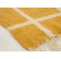 Archive New York Home Goods Momos Grid Blanket / Rug - Natural White + Gold