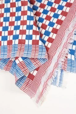 Archive New York Quilted Suzani Throw Blanket - Red + Blue