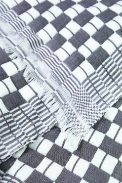 Archive New York Quilted Suzani Throw Blanket - Soft Black + White Home Goods