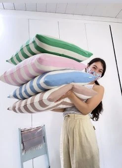 Archive New York Santiago Cabana Stripe Throw Pillow - Tan Home Goods