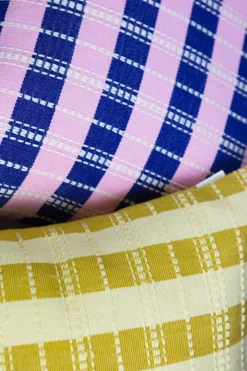 Archive New York Santiago Grid Throw Pillow - Royal + Baby Pink