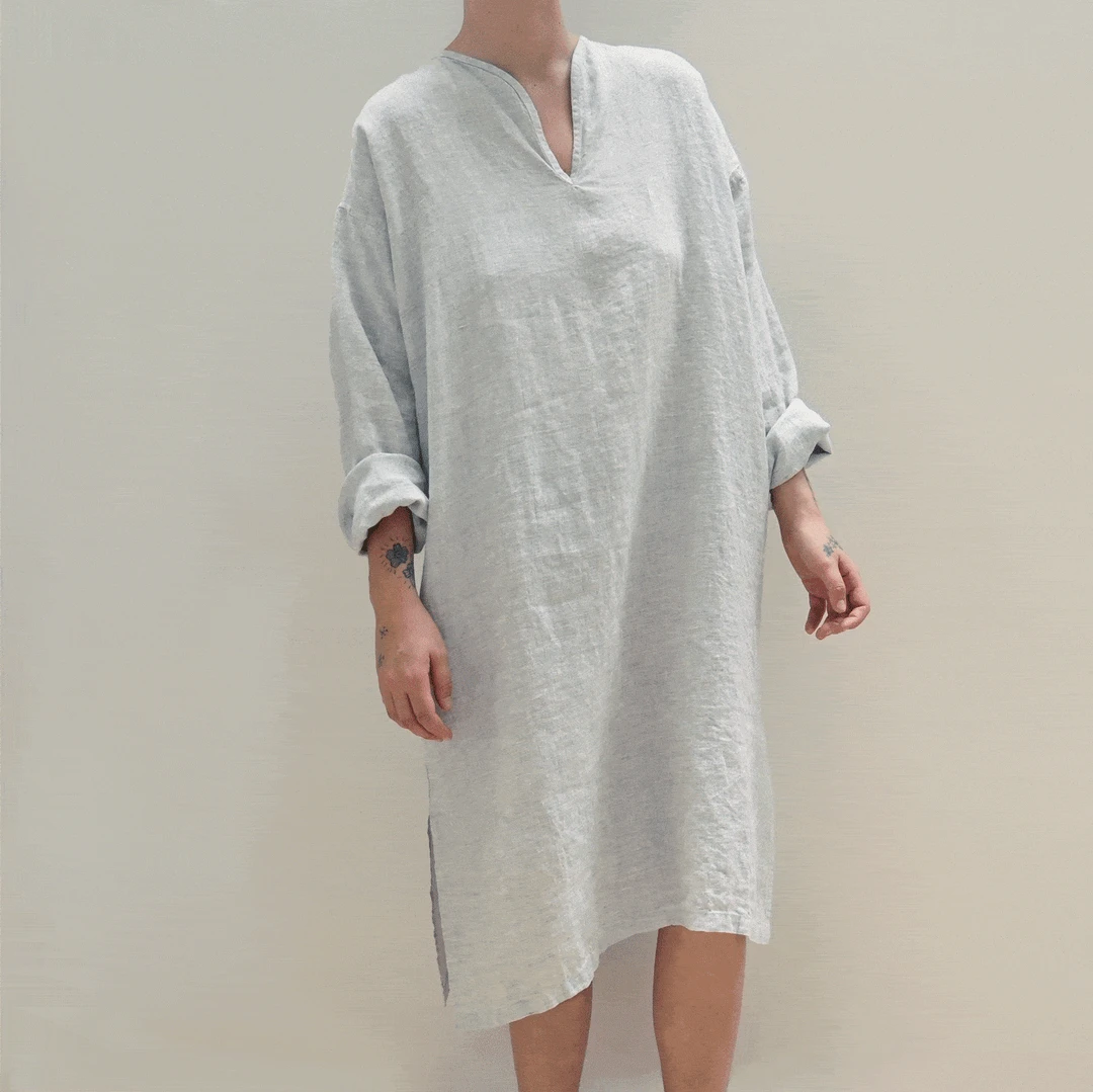 Area Home Long Linen Tunic - Light Gray 3 Area Home Long Linen Tunic - Light Gray