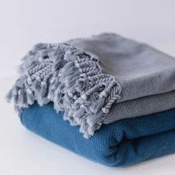 Amante Marketplace Arete Turkish Towel / Throw Blanket - Heather Gray