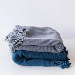 Amante Marketplace Best Sellers Arete Turkish Towel / Throw Blanket - Petrol Blue