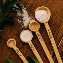 Azizi Life Best Sellers Lela Long Handle Wooden Measuring Spoon Set