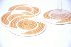 Azizi Life Woven Coaster Set - Tea + Natural White