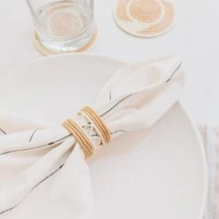 Azizi Life Woven Napkin Ring Set - Zig Zag Kitchen + Dining