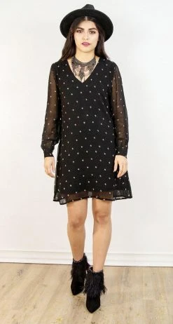 Symbology Baby Cacti Shift Dress - Black + Cream Clothing