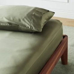 Ettitude Bamboo Sateen Fitted Sheet - Moss Best Sellers