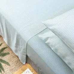 Ettitude Sustainable Materials Bamboo Sateen Sheet Set - Starlight Blue Stripes 8 Ettitude Sustainable Materials Bamboo Sateen Sheet Set - Starlight Blue Stripes