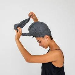 Ettitude Bamboo Waffle Hair Towel - Slate