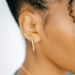 Sara Patino Jewelry Handcrafted Be Present Recycled Gold Earrings