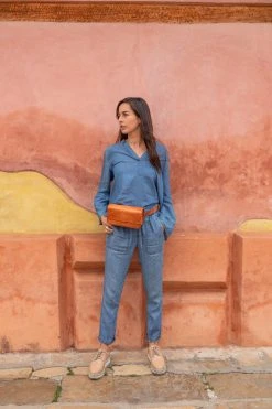 Purse & Clutch Leather Belt Bag - Russet Brown